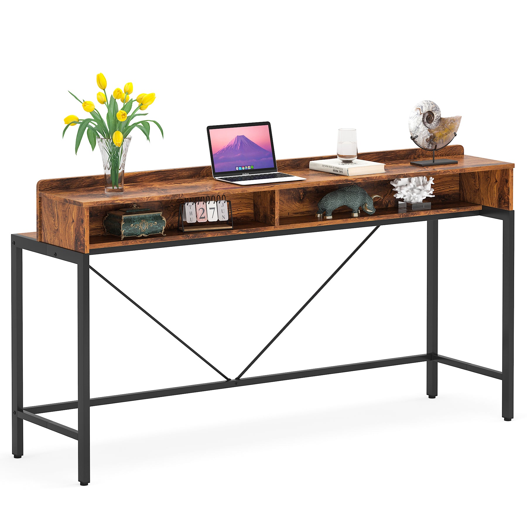 2-Tier Console Table, 70.9" Sofa Hallway Table